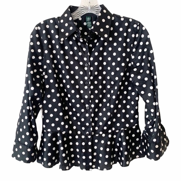 RALPH LAUREN button Officecore up peplum shirt size 2 - Picture 1 of 8